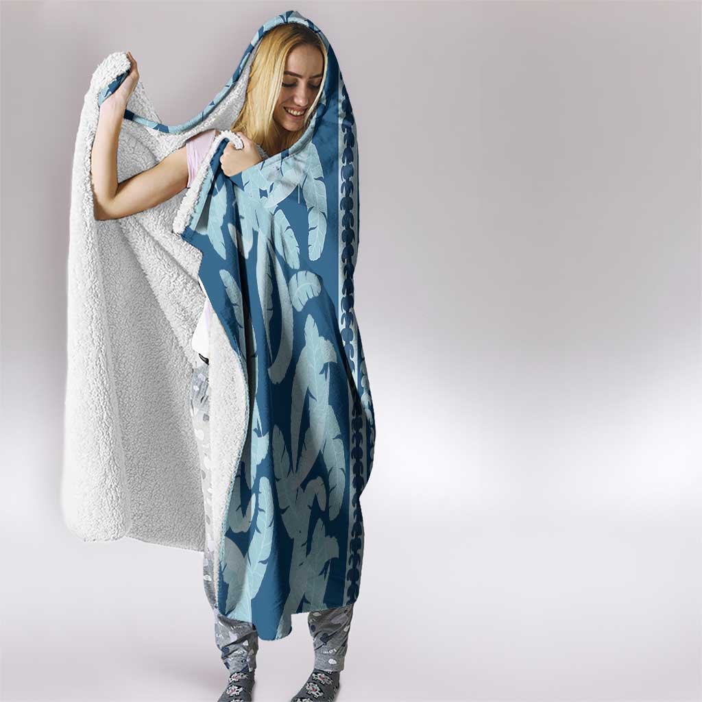 Hawaii Pua Kenikeni Lei Hooded Blanket With Lau Maia Royal Blue