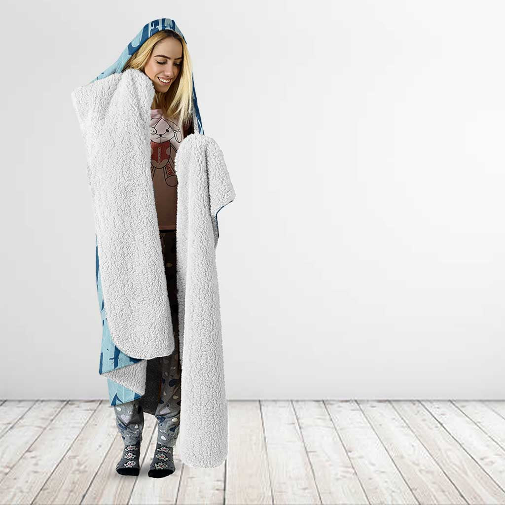 Hawaii Pua Kenikeni Lei Hooded Blanket With Lau Maia Royal Blue