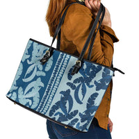 Hawaii Pua Kenikeni Lei Leather Tote Bag With Lau Maia Royal Blue