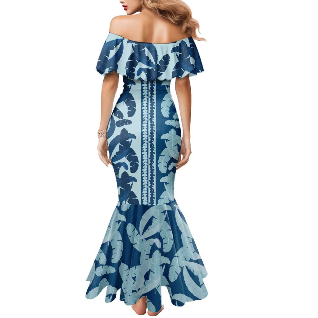 Hawaii Pua Kenikeni Lei Mermaid Dress With Lau Maia Royal Blue LT05 - Polynesian Pride