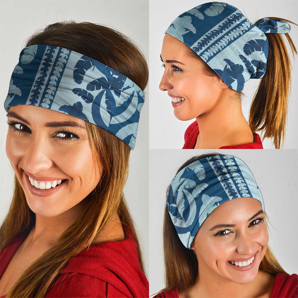 Hawaii Pua Kenikeni Lei Neck Gaiter With Lau Maia Royal Blue LT05 - Polynesian Pride