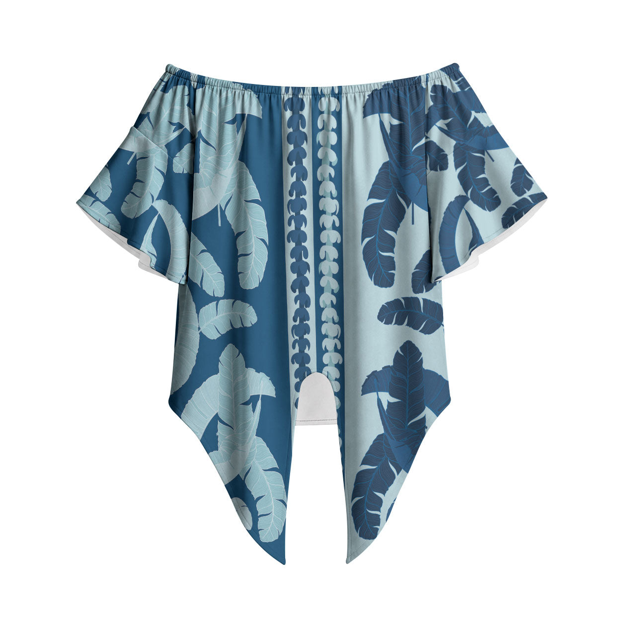 Hawaii Pua Kenikeni Lei Off Shoulder Wrap Waist Top With Lau Maia Royal Blue LT05 Blue - Polynesian Pride