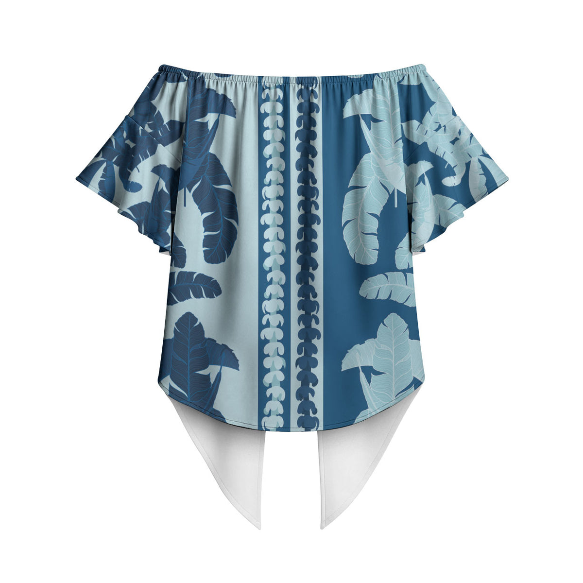 Hawaii Pua Kenikeni Lei Off Shoulder Wrap Waist Top With Lau Maia Royal Blue LT05 - Polynesian Pride