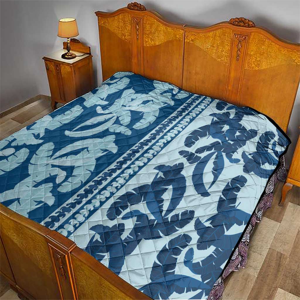 Hawaii Pua Kenikeni Lei Quilt With Lau Maia Royal Blue