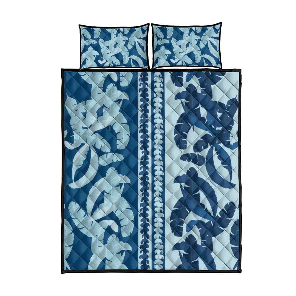 Hawaii Pua Kenikeni Lei Quilt Bed Set With Lau Maia Royal Blue LT05 - Polynesian Pride