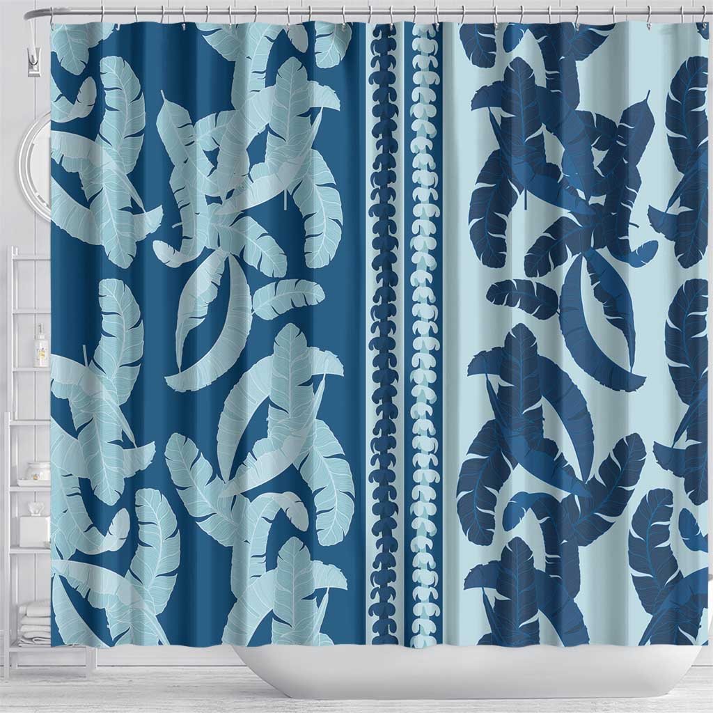 Hawaii Pua Kenikeni Lei Shower Curtain With Lau Maia Royal Blue