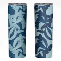 Hawaii Pua Kenikeni Lei Skinny Tumbler With Lau Maia Royal Blue LT05 Blue - Polynesian Pride