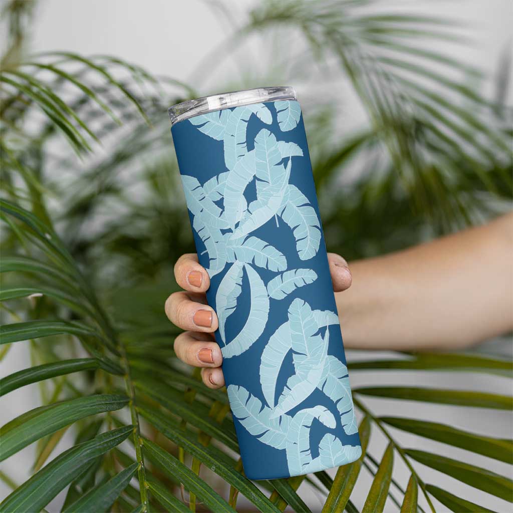Hawaii Pua Kenikeni Lei Skinny Tumbler With Lau Maia Royal Blue LT05 - Polynesian Pride