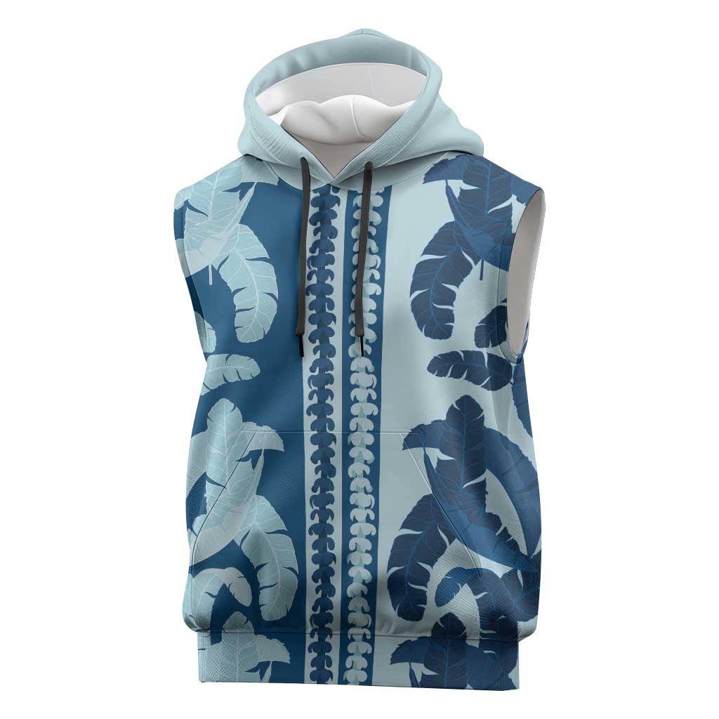 Hawaii Pua Kenikeni Lei Sleeveless Hoodie With Lau Maia Royal Blue LT05 Blue - Polynesian Pride