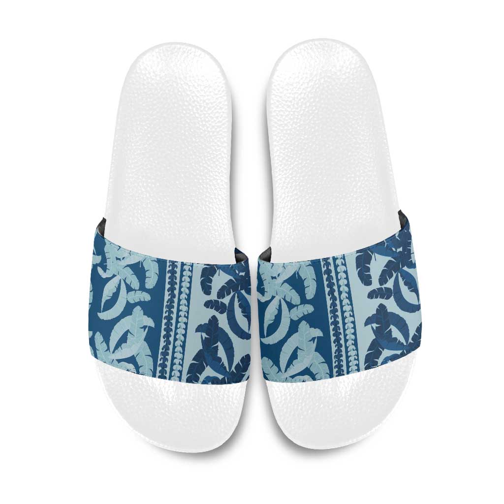 Hawaii Pua Kenikeni Lei Slide Sandals With Lau Maia Royal Blue