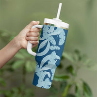 Hawaii Pua Kenikeni Lei Tumbler With Handle With Lau Maia Royal Blue
