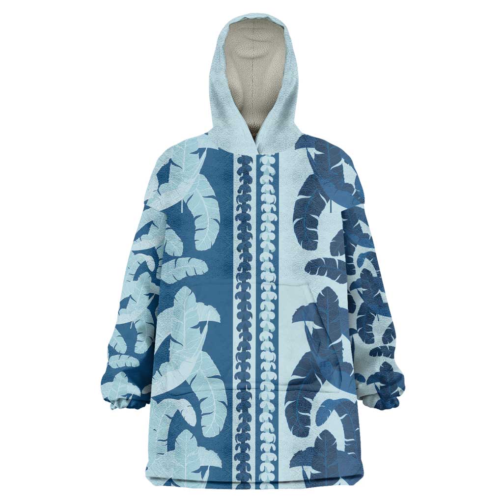 Hawaii Pua Kenikeni Lei Wearable Blanket Hoodie With Lau Maia Royal Blue LT05 One Size Blue - Polynesian Pride