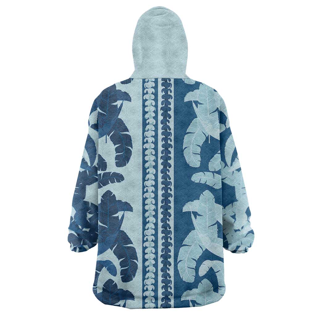 Hawaii Pua Kenikeni Lei Wearable Blanket Hoodie With Lau Maia Royal Blue LT05 - Polynesian Pride