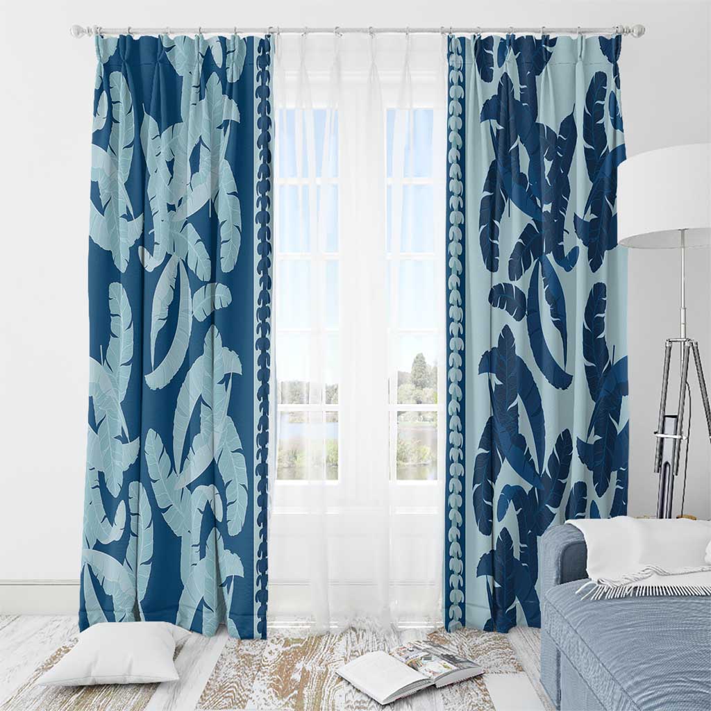 Hawaii Pua Kenikeni Lei Window Curtain With Lau Maia Royal Blue