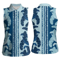 Hawaii Pua Kenikeni Lei Women Sleeveless Polo Shirt With Lau Maia Royal Blue LT05 - Polynesian Pride