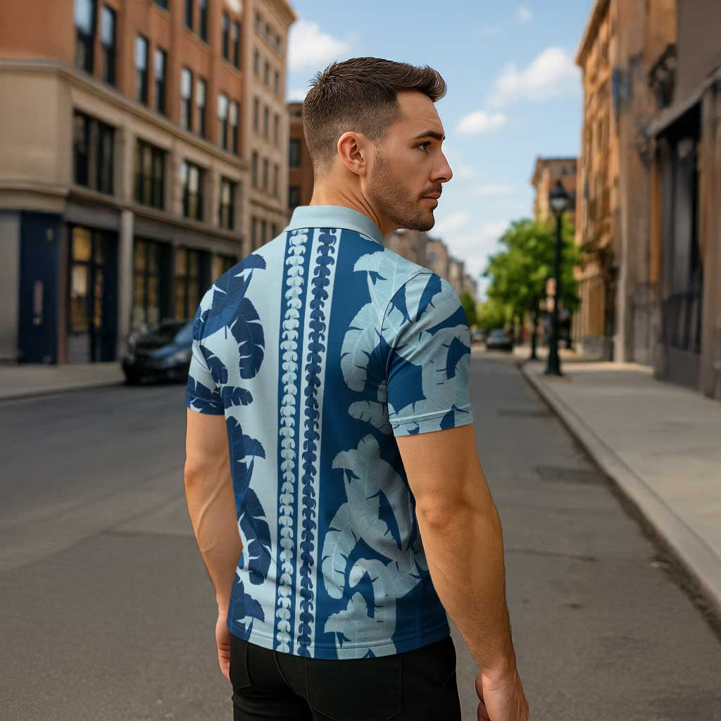 Hawaii Pua Kenikeni Lei Zipper Polo Shirt With Lau Maia Royal Blue LT05 - Polynesian Pride