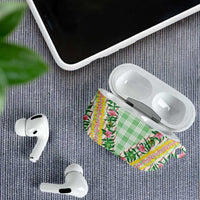 Hawaii Pikake Lokelani Plumeria Lei AirPods Case Green Palaka Motifs