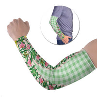 Hawaii Pikake Lokelani Plumeria Lei Arm Sleeves Green Palaka Motifs