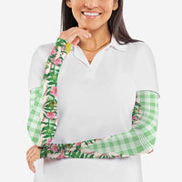 Hawaii Pikake Lokelani Plumeria Lei Arm Sleeves Green Palaka Motifs