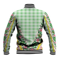 Hawaii Pikake Lokelani Plumeria Lei Baseball Jacket Green Palaka Motifs LT05 - Polynesian Pride