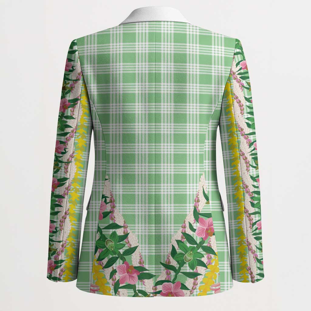 Hawaii Pikake Lokelani Plumeria Lei Blazer Green Palaka Motifs