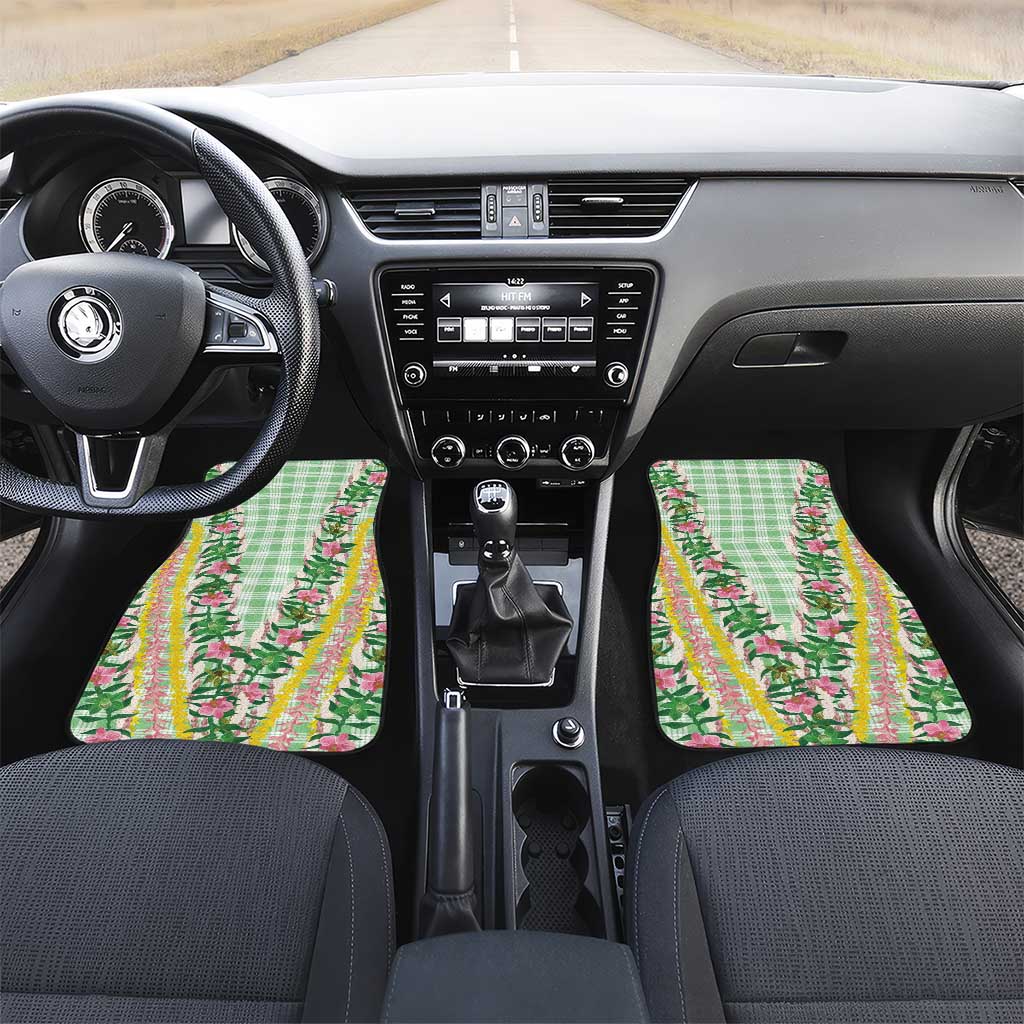 Hawaii Pikake Lokelani Plumeria Lei Car Mats Green Palaka Motifs