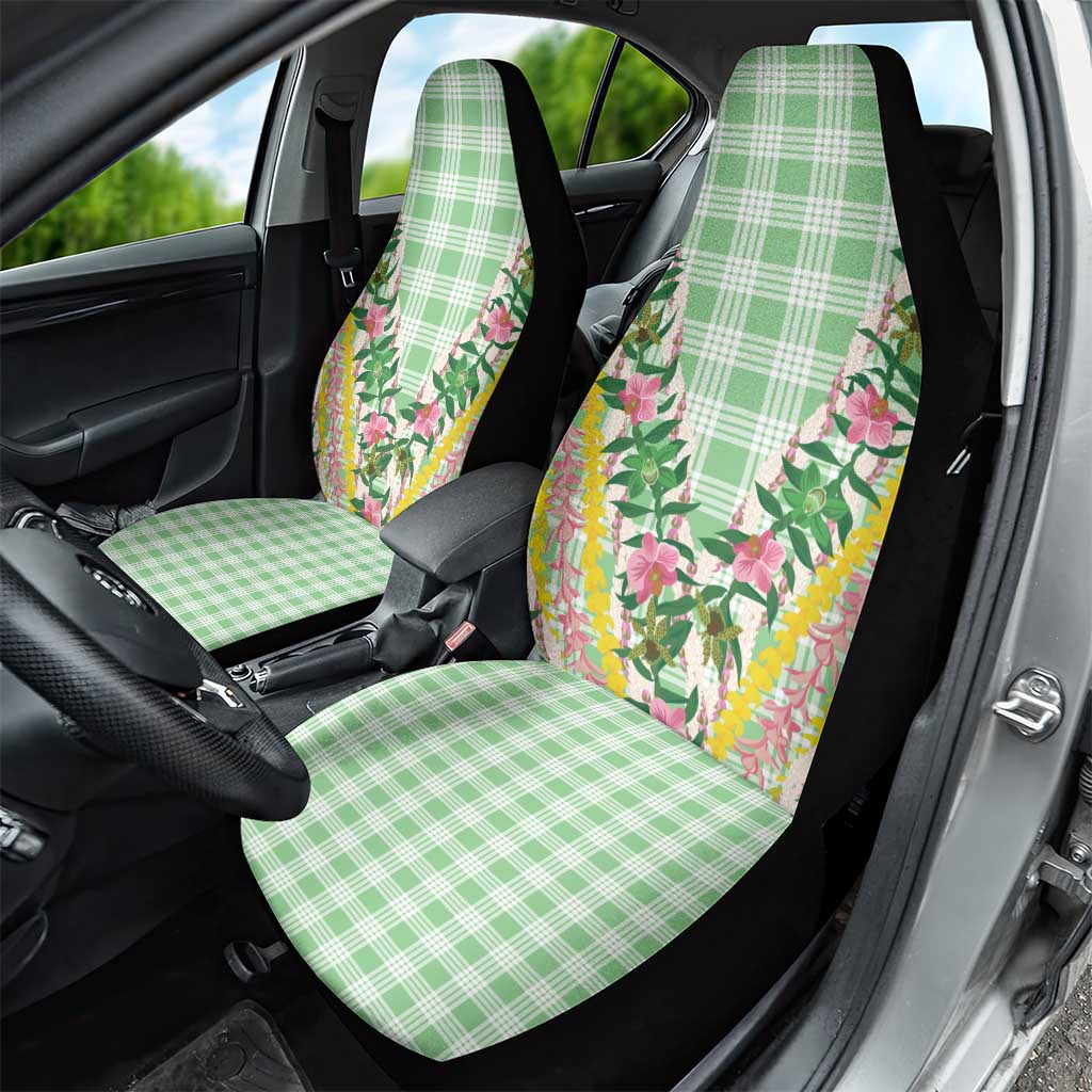 Hawaii Pikake Lokelani Plumeria Lei Car Seat Cover Green Palaka Motifs LT05 - Polynesian Pride