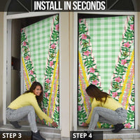 Hawaii Pikake Lokelani Plumeria Lei Door Cover Green Palaka Motifs LT05 - Polynesian Pride