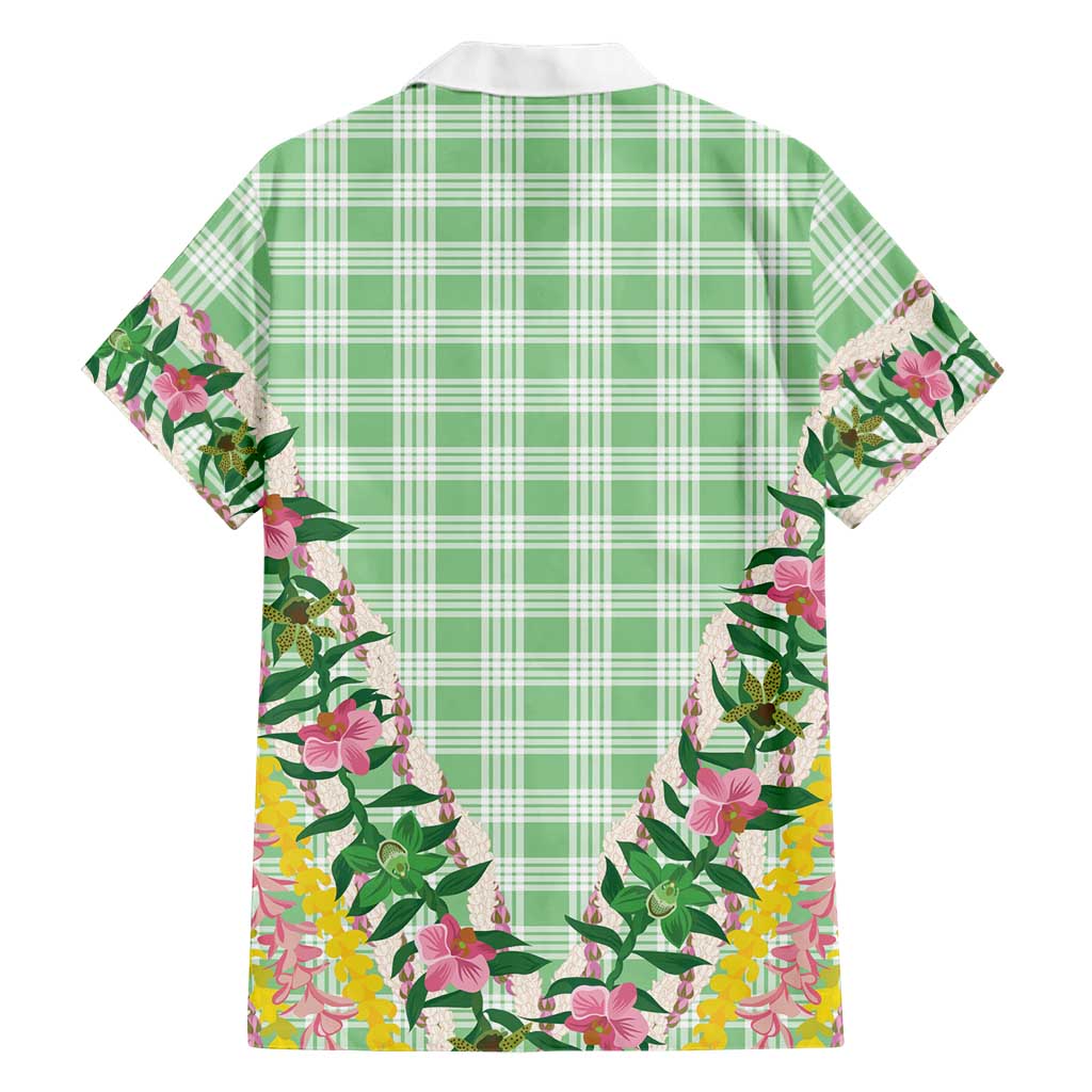 Hawaii Pikake Lokelani Plumeria Lei Family Matching Summer Maxi Dress and Hawaiian Shirt Green Palaka Motifs LT05 - Polynesian Pride