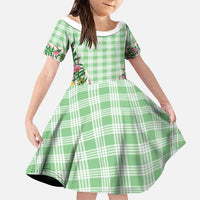 Hawaii Pikake Lokelani Plumeria Lei Family Matching Tank Maxi Dress and Hawaiian Shirt Green Palaka Motifs LT05 Daughter's Dress Green - Polynesian Pride
