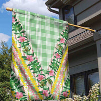 Hawaii Pikake Lokelani Plumeria Lei Garden Flag Green Palaka Motifs