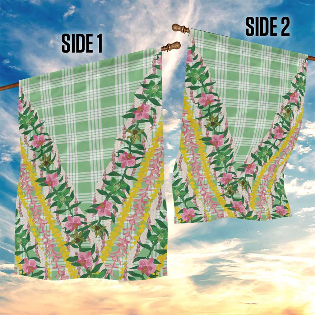 Hawaii Pikake Lokelani Plumeria Lei Garden Flag Green Palaka Motifs