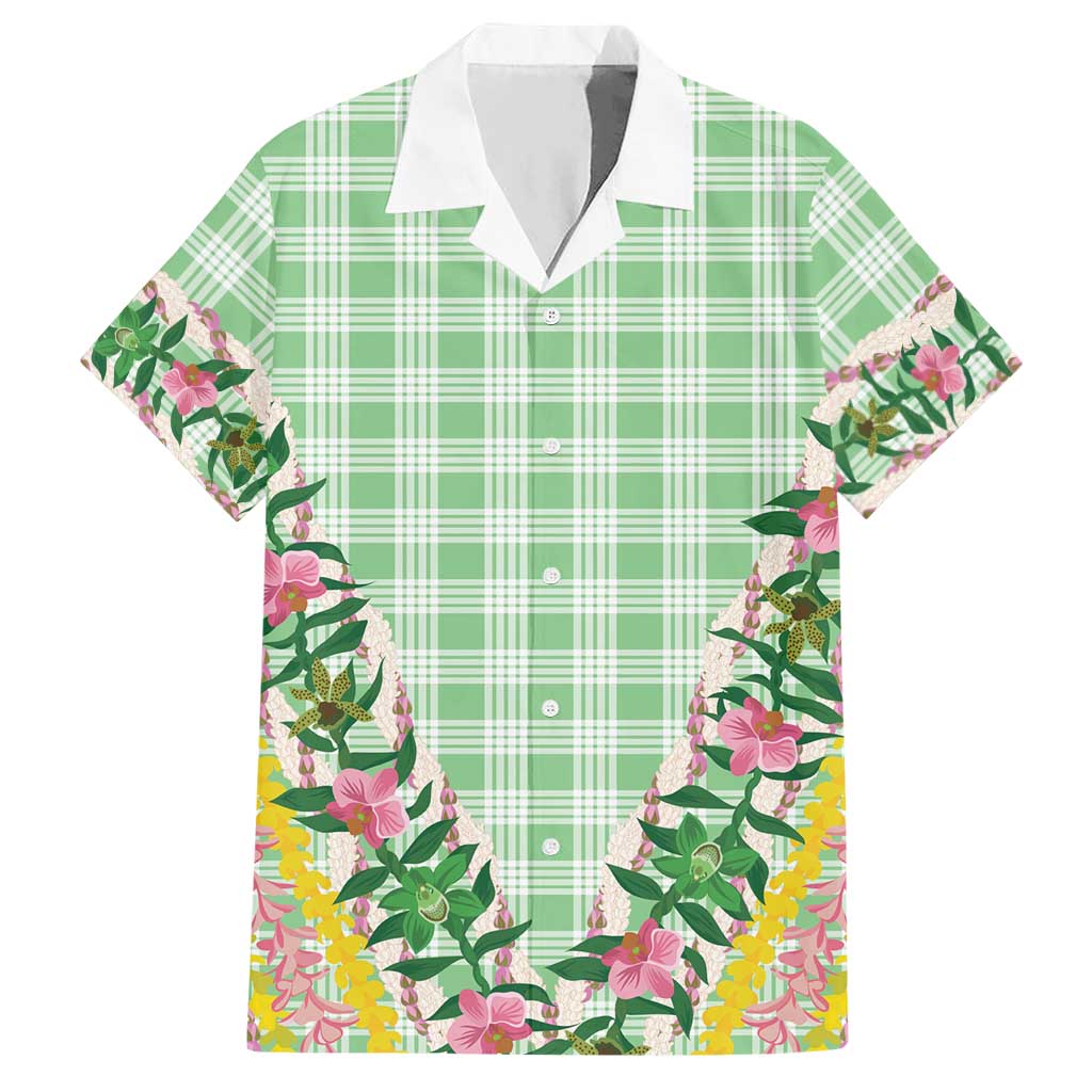 Hawaii Pikake Lokelani Plumeria Lei Hawaiian Shirt Green Palaka Motifs LT05 Green - Polynesian Pride