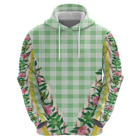 Hawaii Pikake Lokelani Plumeria Lei Hoodie Green Palaka Motifs LT05 - Polynesian Pride