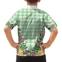 Hawaii Pikake Lokelani Plumeria Lei Kid Hawaiian Shirt Green Palaka Motifs LT05 - Polynesian Pride