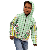 Hawaii Pikake Lokelani Plumeria Lei Kid Hoodie Green Palaka Motifs LT05 - Polynesian Pride