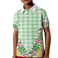 Hawaii Pikake Lokelani Plumeria Lei Kid Polo Shirt Green Palaka Motifs LT05 Kid Green - Polynesian Pride