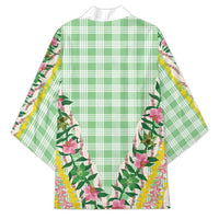 Hawaii Pikake Lokelani Plumeria Lei Kimono Green Palaka Motifs LT05 - Polynesian Pride