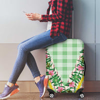 Hawaii Pikake Lokelani Plumeria Lei Luggage Cover Green Palaka Motifs LT05 - Polynesian Pride