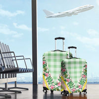 Hawaii Pikake Lokelani Plumeria Lei Luggage Cover Green Palaka Motifs LT05 - Polynesian Pride