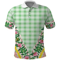 Hawaii Pikake Lokelani Plumeria Lei Polo Shirt Green Palaka Motifs LT05 Green - Polynesian Pride