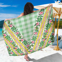 Hawaii Pikake Lokelani Plumeria Lei Sarong Green Palaka Motifs