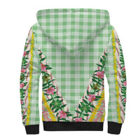 Hawaii Pikake Lokelani Plumeria Lei Sherpa Hoodie Green Palaka Motifs LT05 - Polynesian Pride