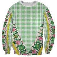 Hawaii Pikake Lokelani Plumeria Lei Sweatshirt Green Palaka Motifs