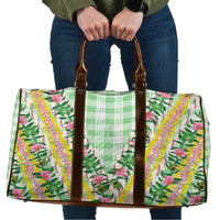 Hawaii Pikake Lokelani Plumeria Lei Travel Bag Green Palaka Motifs LT05 Green - Polynesian Pride