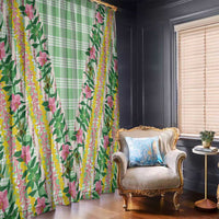 Hawaii Pikake Lokelani Plumeria Lei Window Curtain Green Palaka Motifs