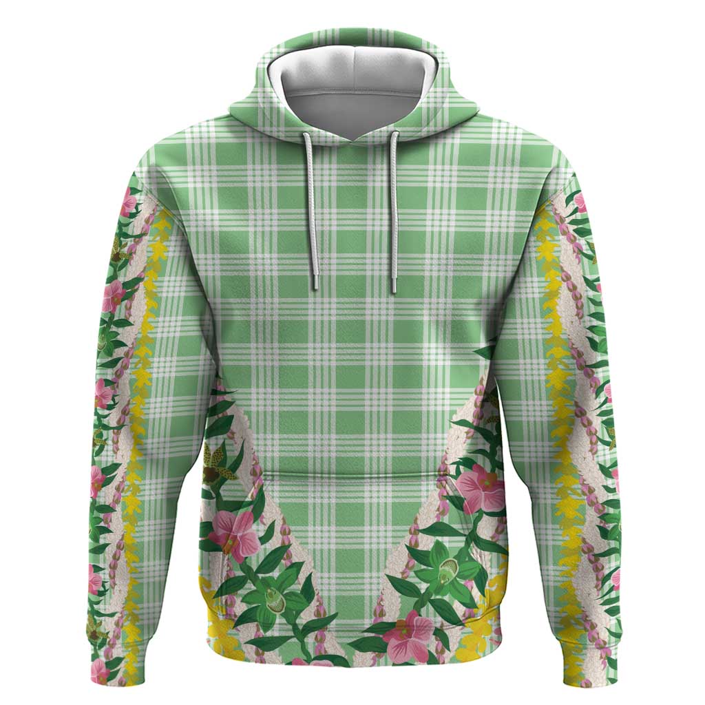 Hawaii Pikake Lokelani Plumeria Lei Zip Hoodie Green Palaka Motifs LT05 Pullover Hoodie Green - Polynesian Pride