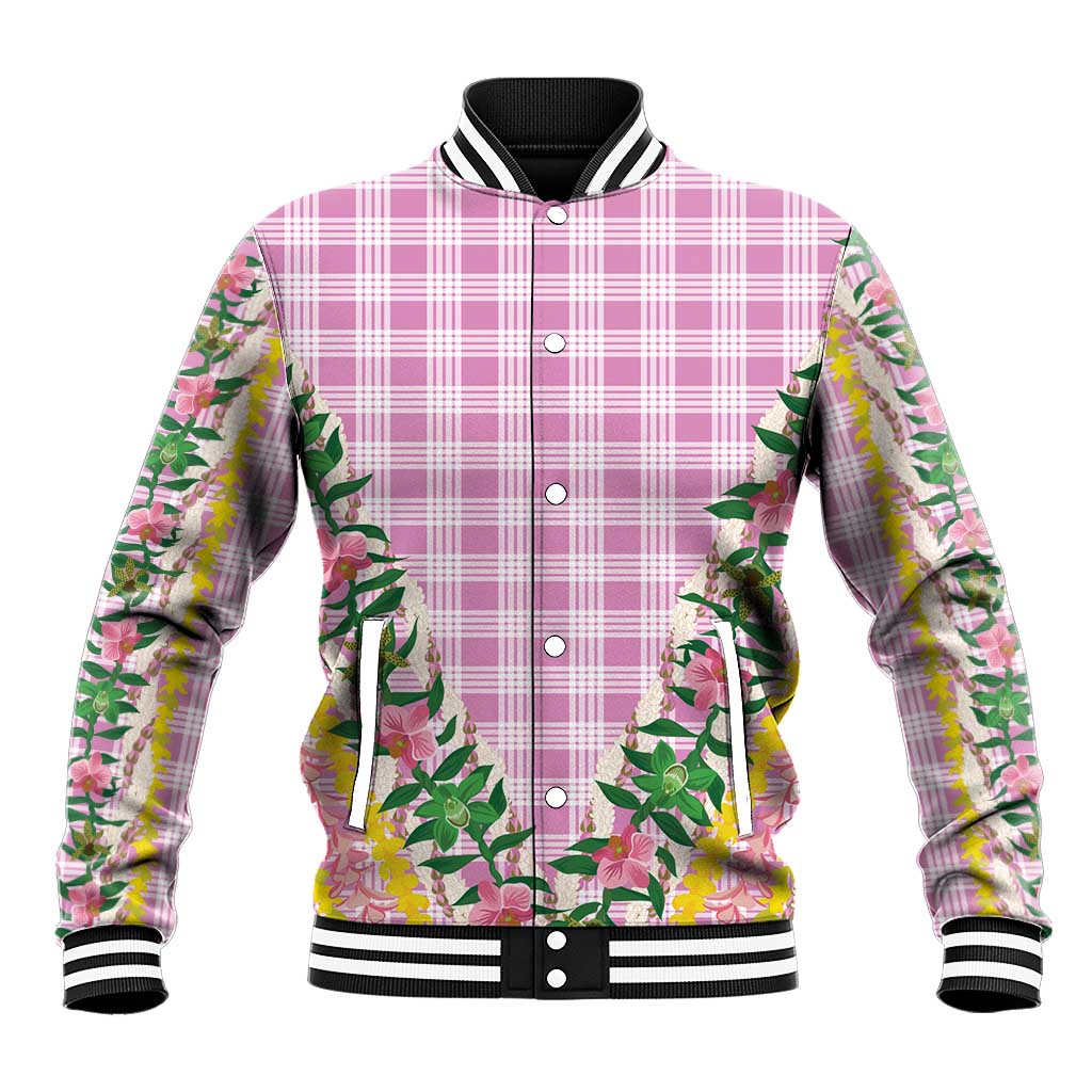 Hawaii Pikake Lokelani Plumeria Lei Baseball Jacket Pink Palaka Motifs