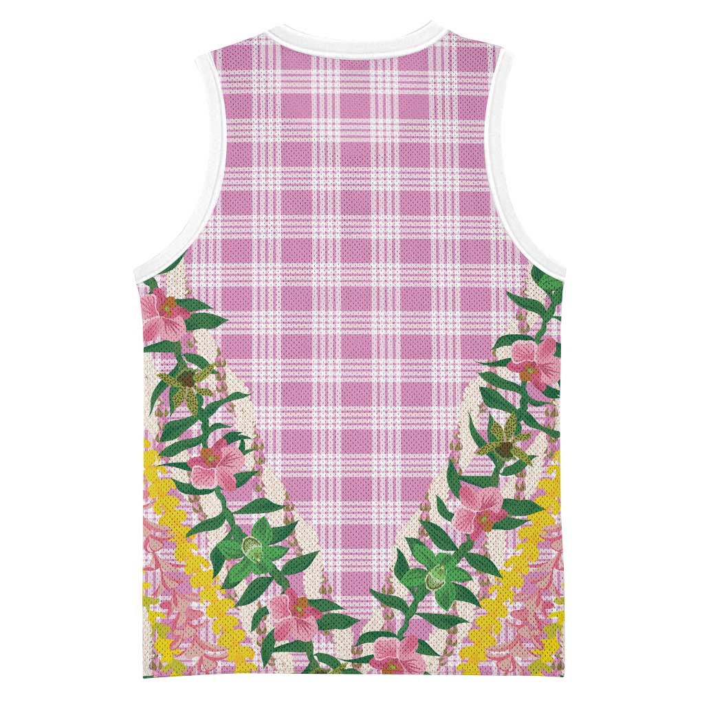 Hawaii Pikake Lokelani Plumeria Lei Basketball Jersey Pink Palaka Motifs LT05 - Polynesian Pride