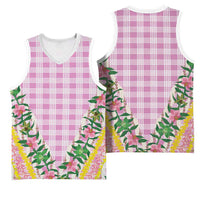 Hawaii Pikake Lokelani Plumeria Lei Basketball Jersey Pink Palaka Motifs LT05 - Polynesian Pride